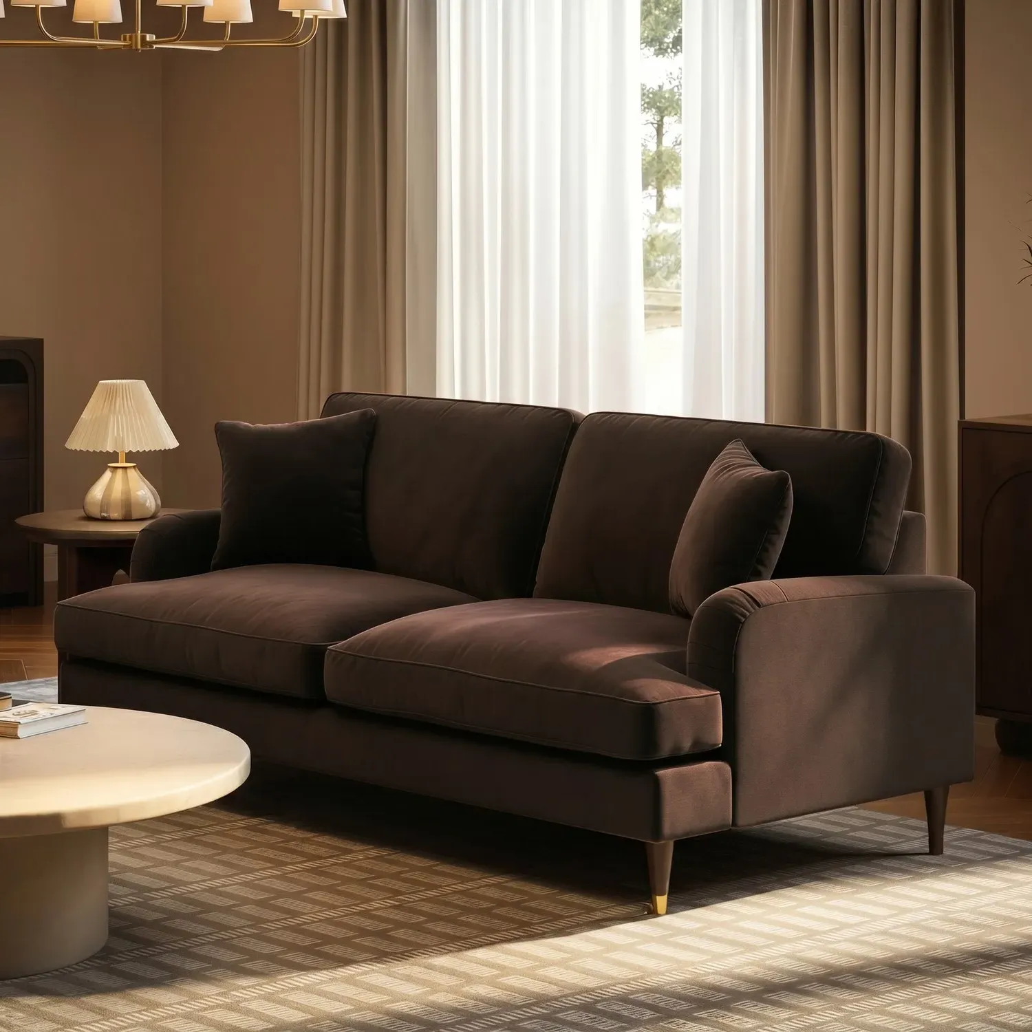Payton 3-Seater Sofa with Castors - Brown, Chenille alternate view