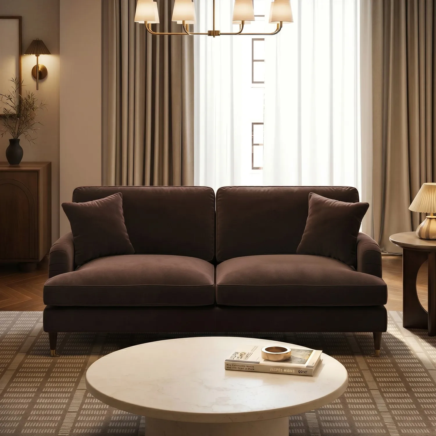 Payton 3-Seater Sofa with Castors - Brown, Chenille product