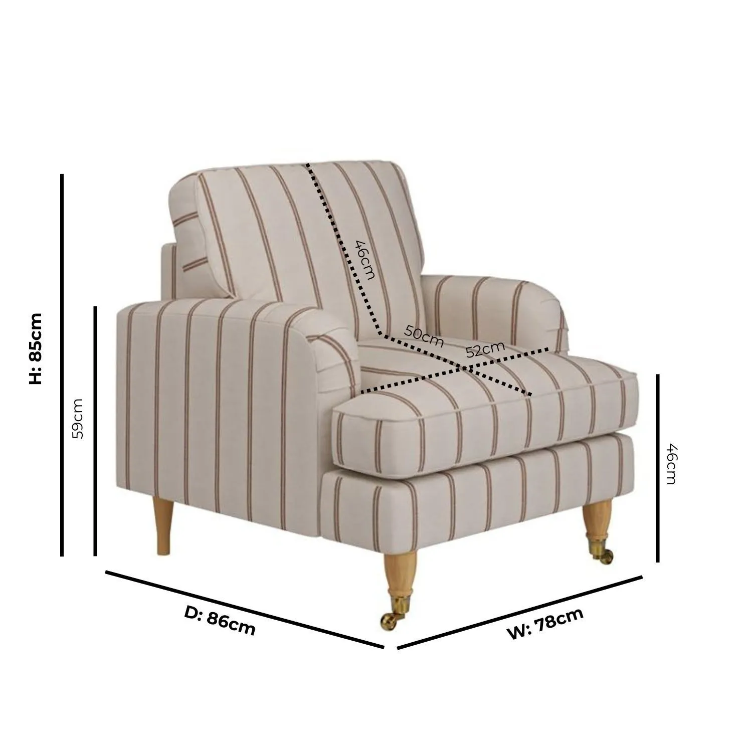 Payton Armchair with Castor Wheels - Cream, Chenille alternate view