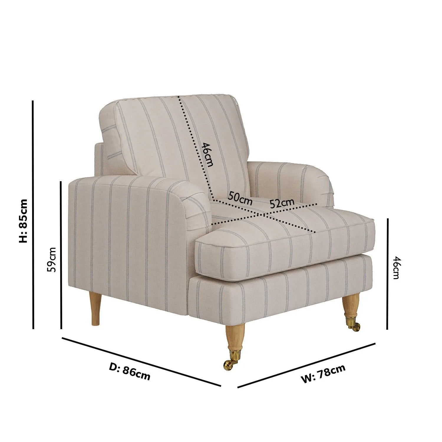 Payton Armchair with Castors - Cream, Chenille alternate view
