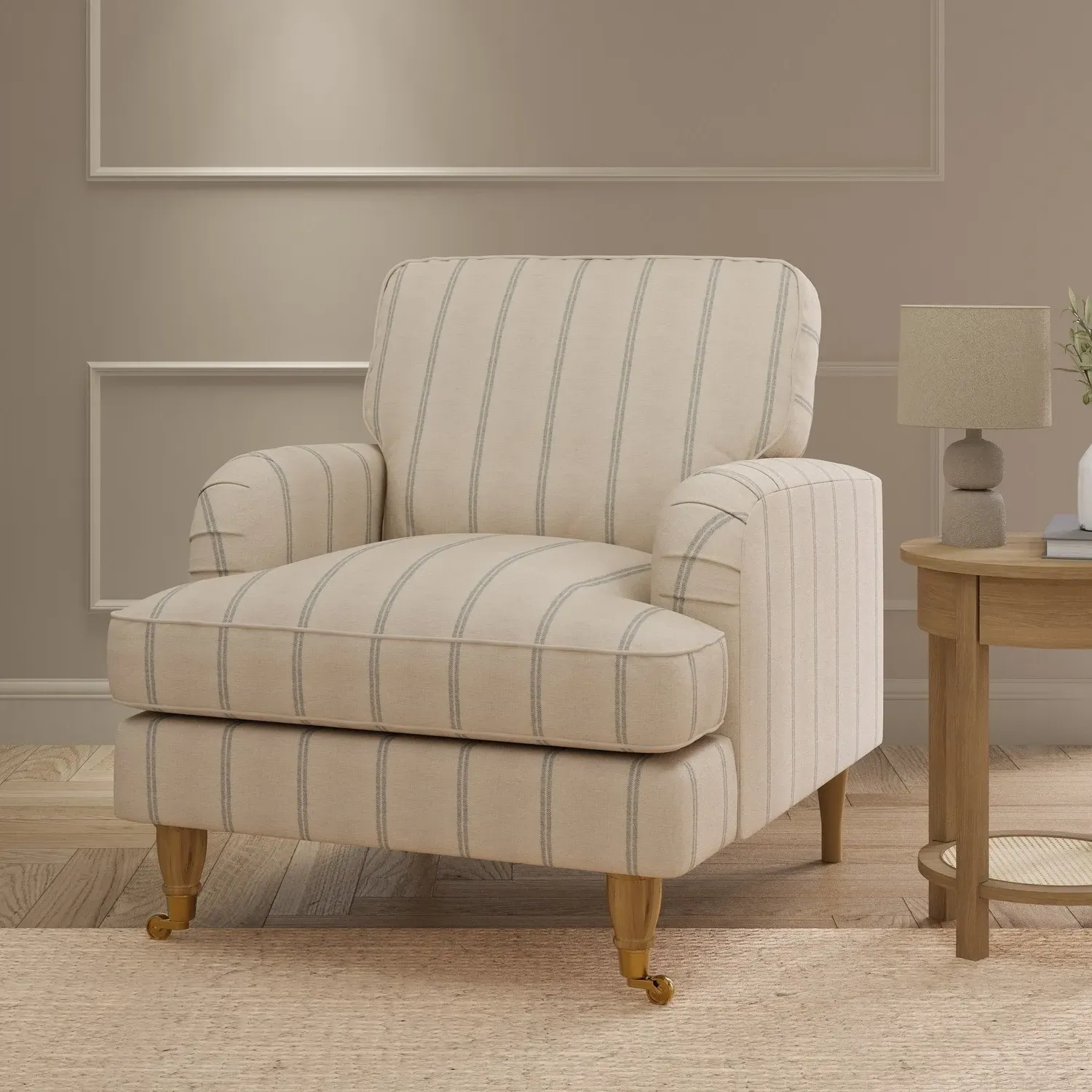 Payton Armchair with Castors - Cream, Chenille product