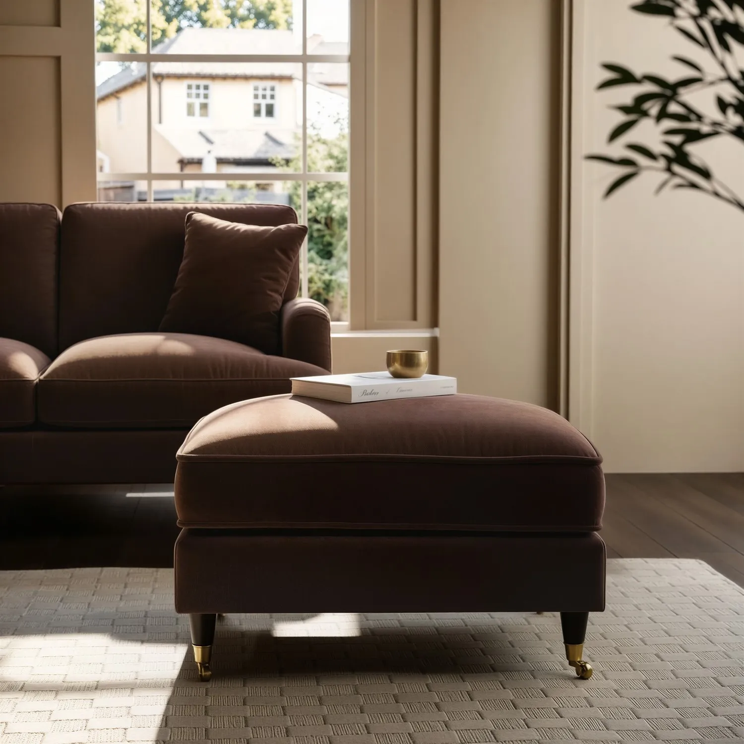 Payton Footstool - Brown, Chenille alternate view