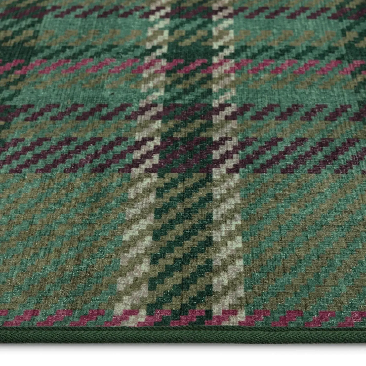 Isla Origins Plaid Runner Rug - Green, Recycled Polyethylene alternate view