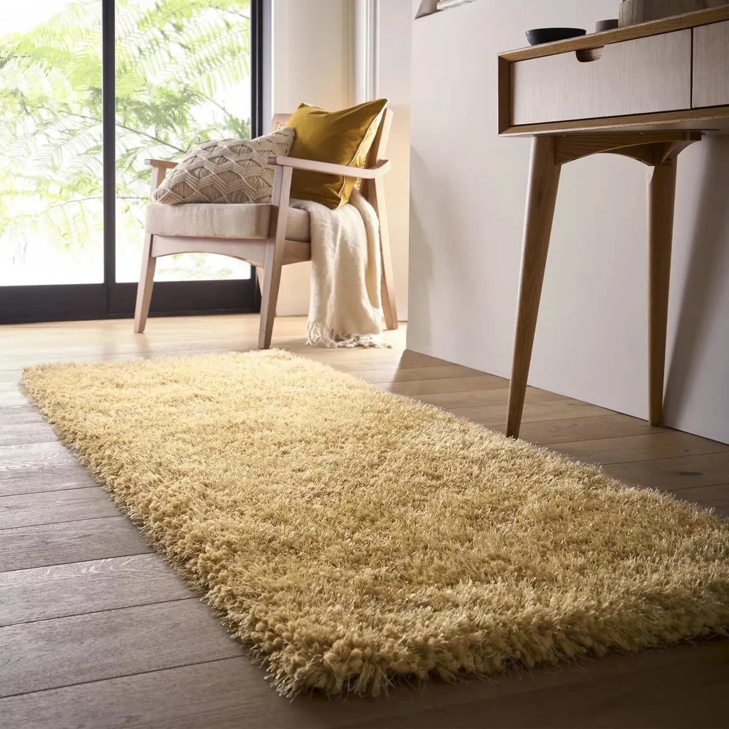 Origins Chicago Runner Shaggy Rug - Yellow, Polyester product