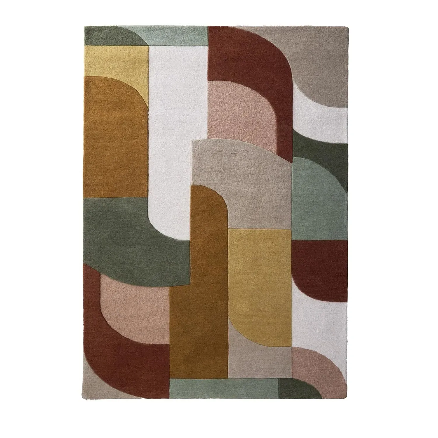 Origins Retro Deco Geometric Rug - Brown, Wool alternate view
