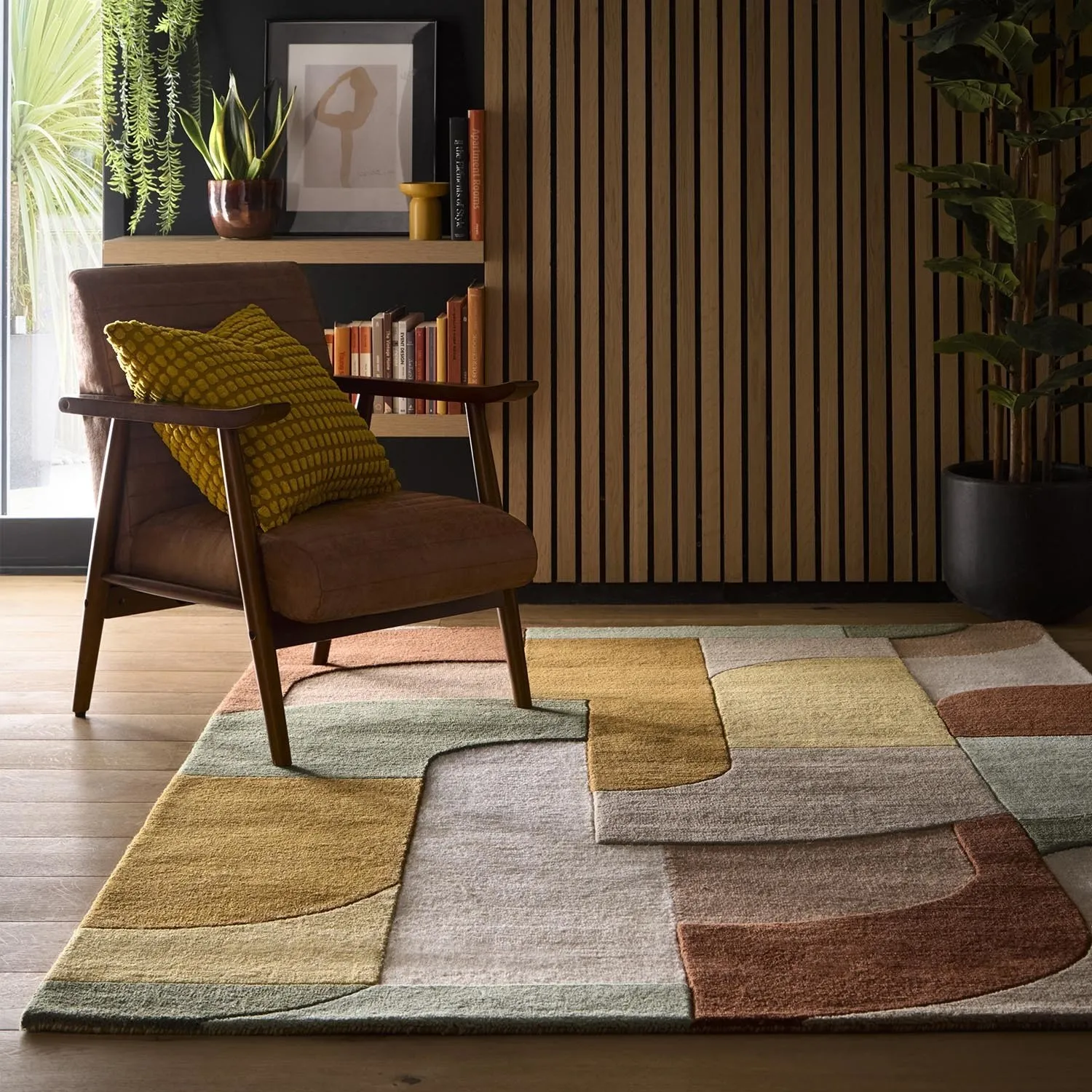 Origins Retro Deco Geometric Rug - Brown, Wool product