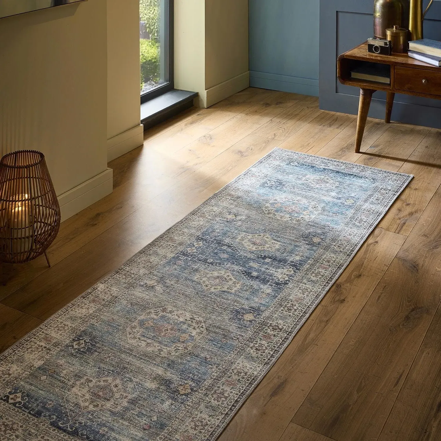 Venice Persian Runner Rug Washable Non-Slip - Blue, Chenille product