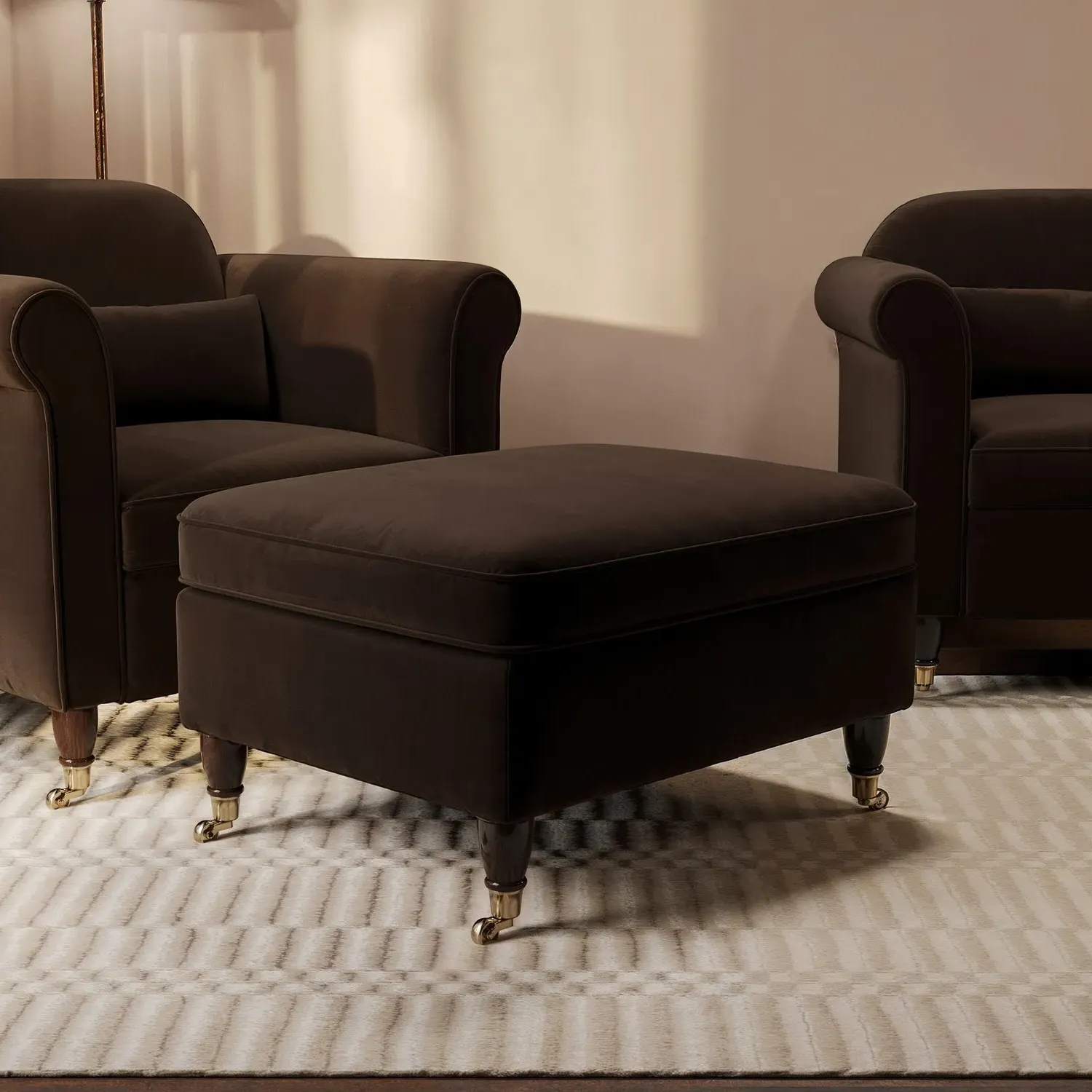 Ramona Footstool - Chocolate Brown, Velvet product