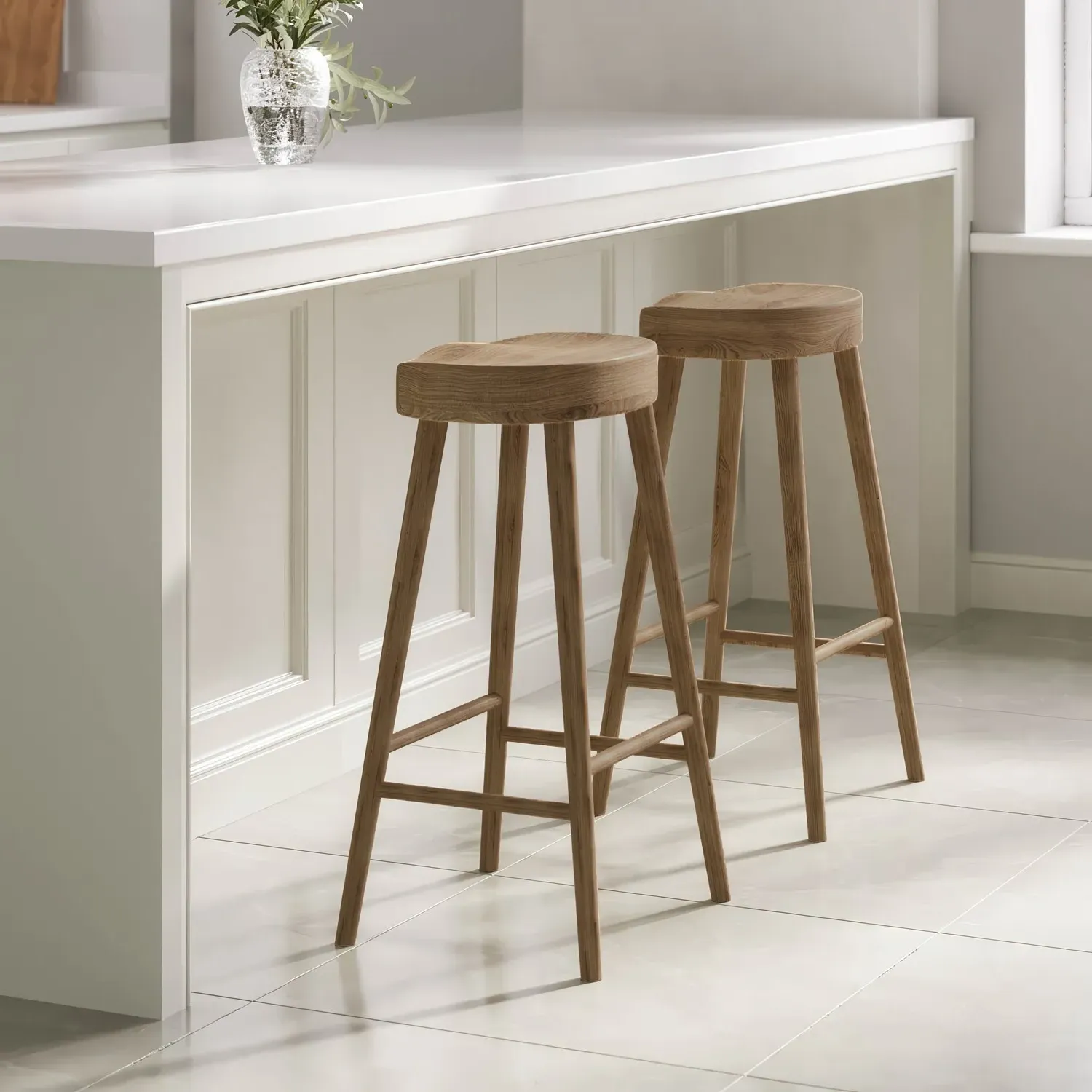 Set of 2 Counter Stools - Brown, Oak product