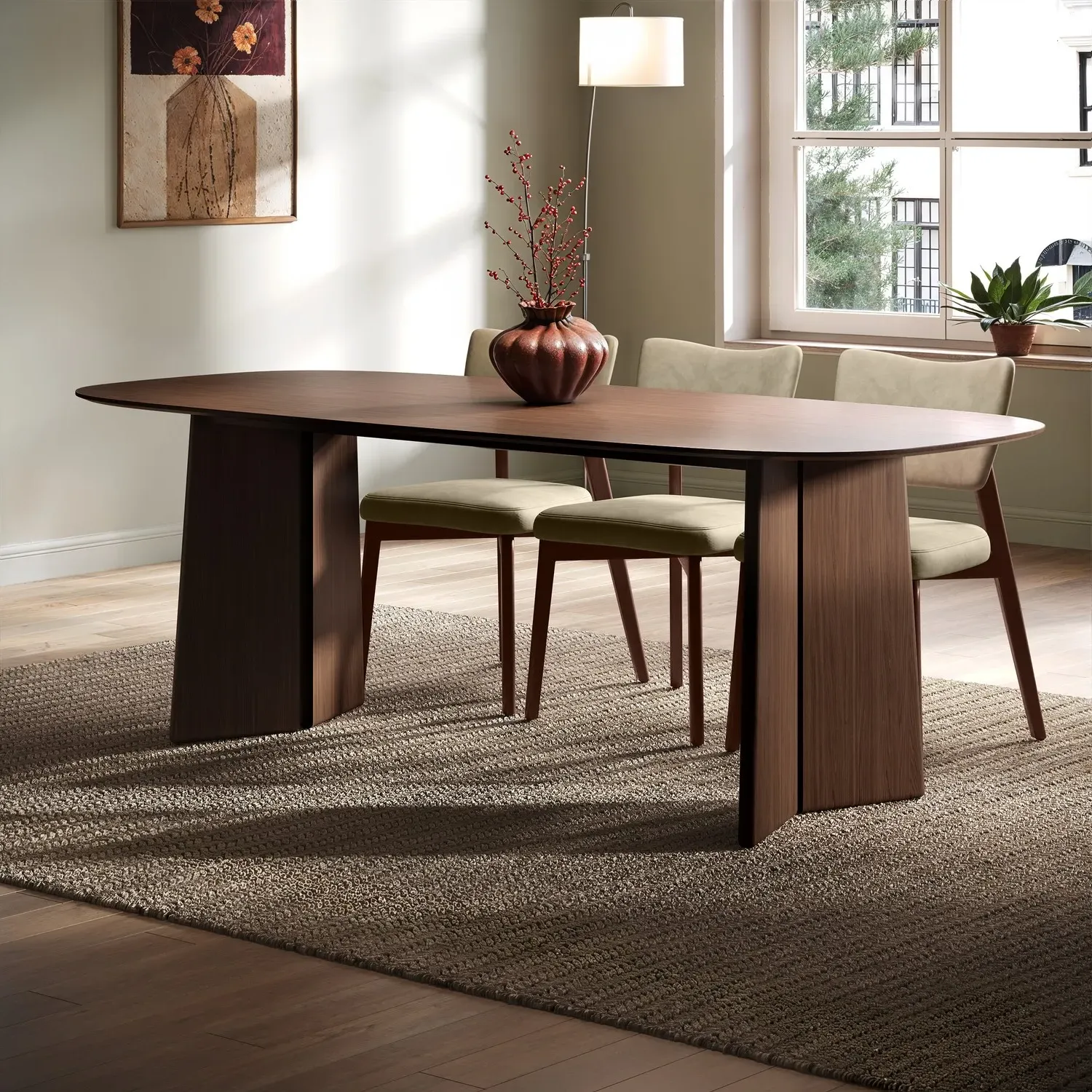 Large Rectangular Dining Table Seats 6-8 - Brown, Oak Veneer product