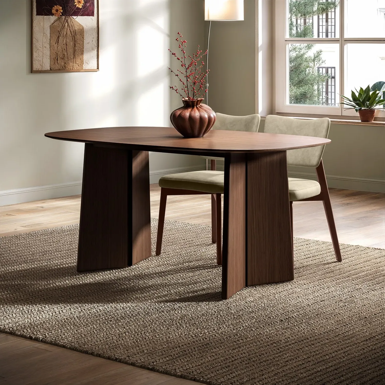 Rectangular Dining Table - Brown, Oak Veneer & Rubberwood product
