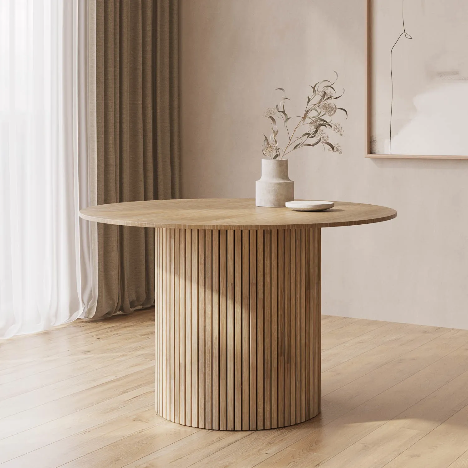 round-light-oak-pedestal-dining-table-seats-4-jarel image