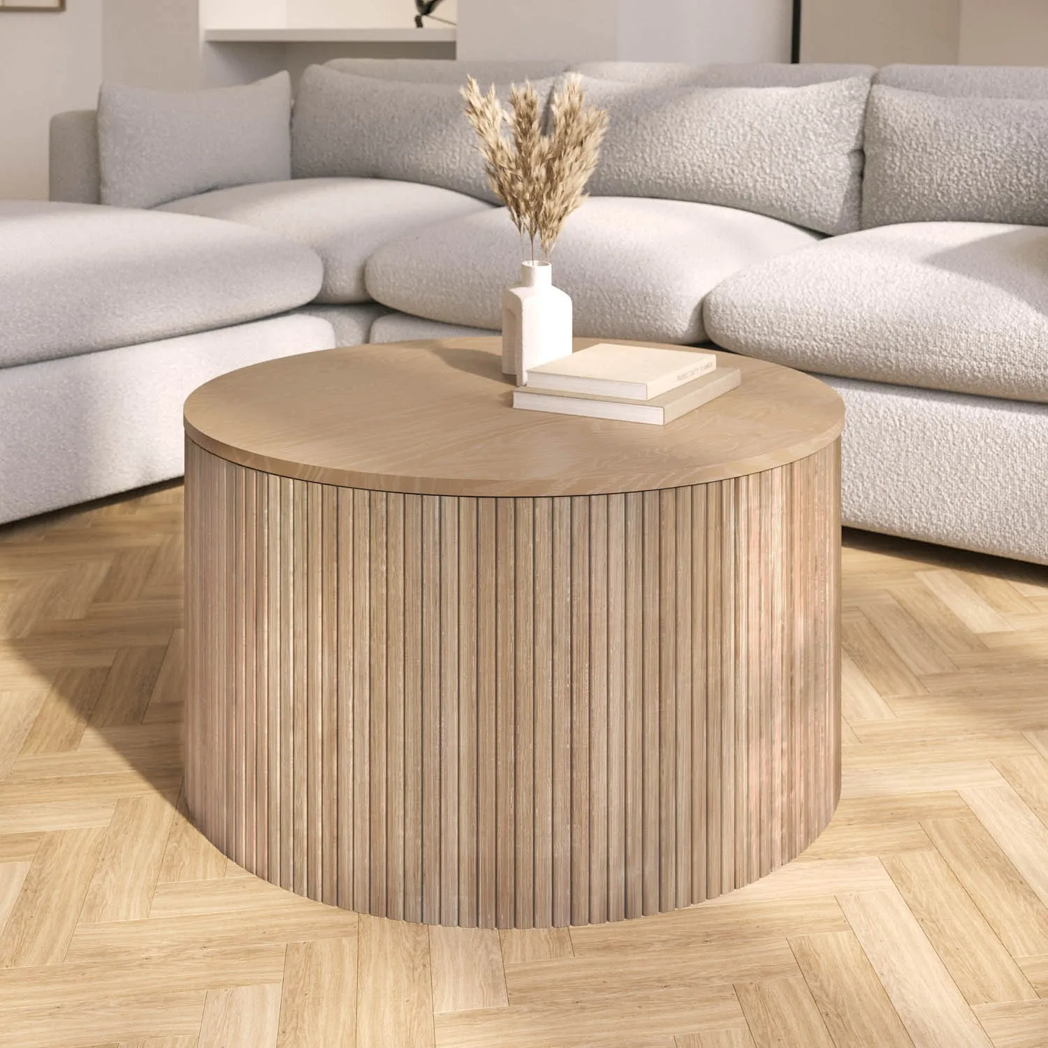 round-oak-coffee-table-with-storage-jarel image