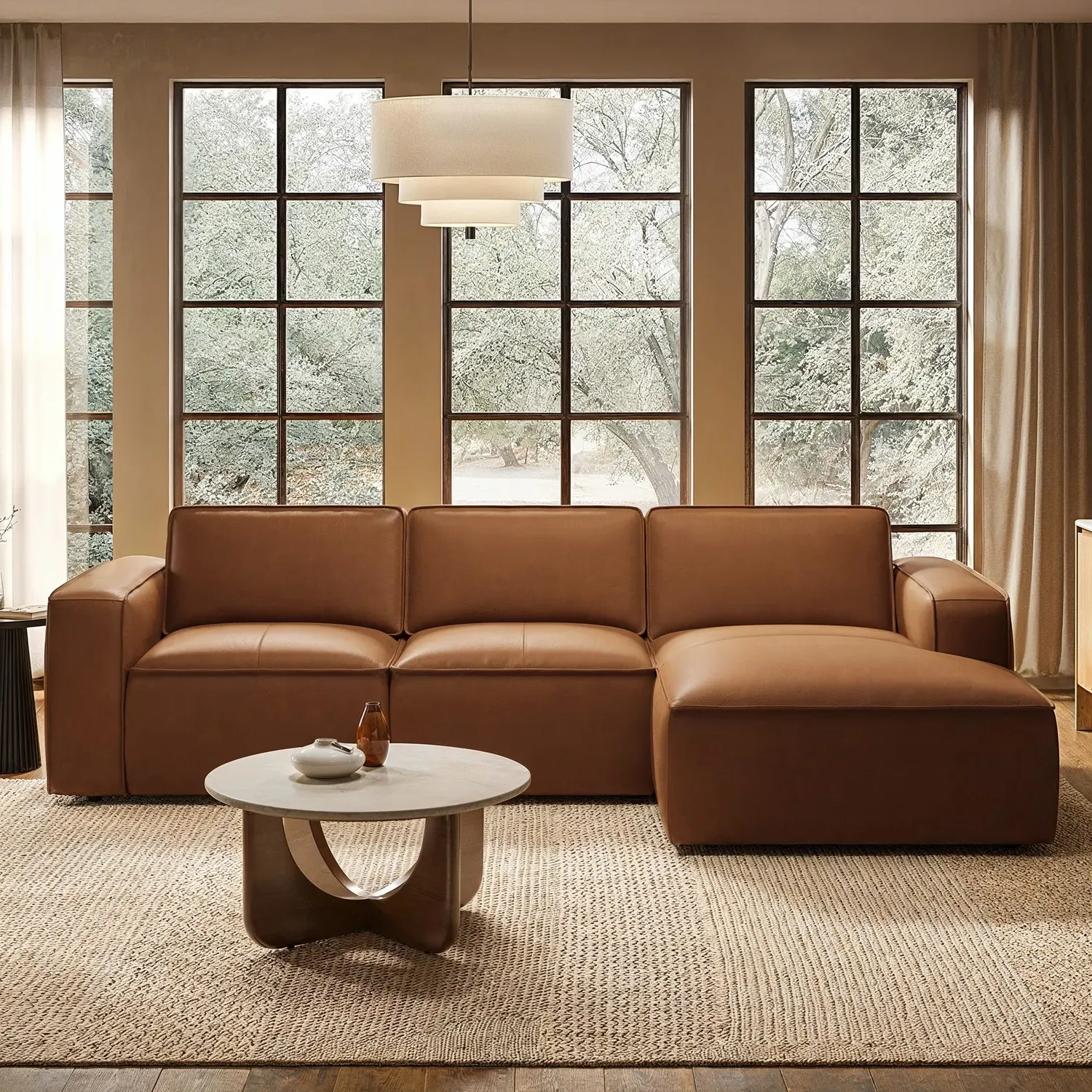Left Hand 4-Seater Chaise Corner Sofa - Brown, Leather product