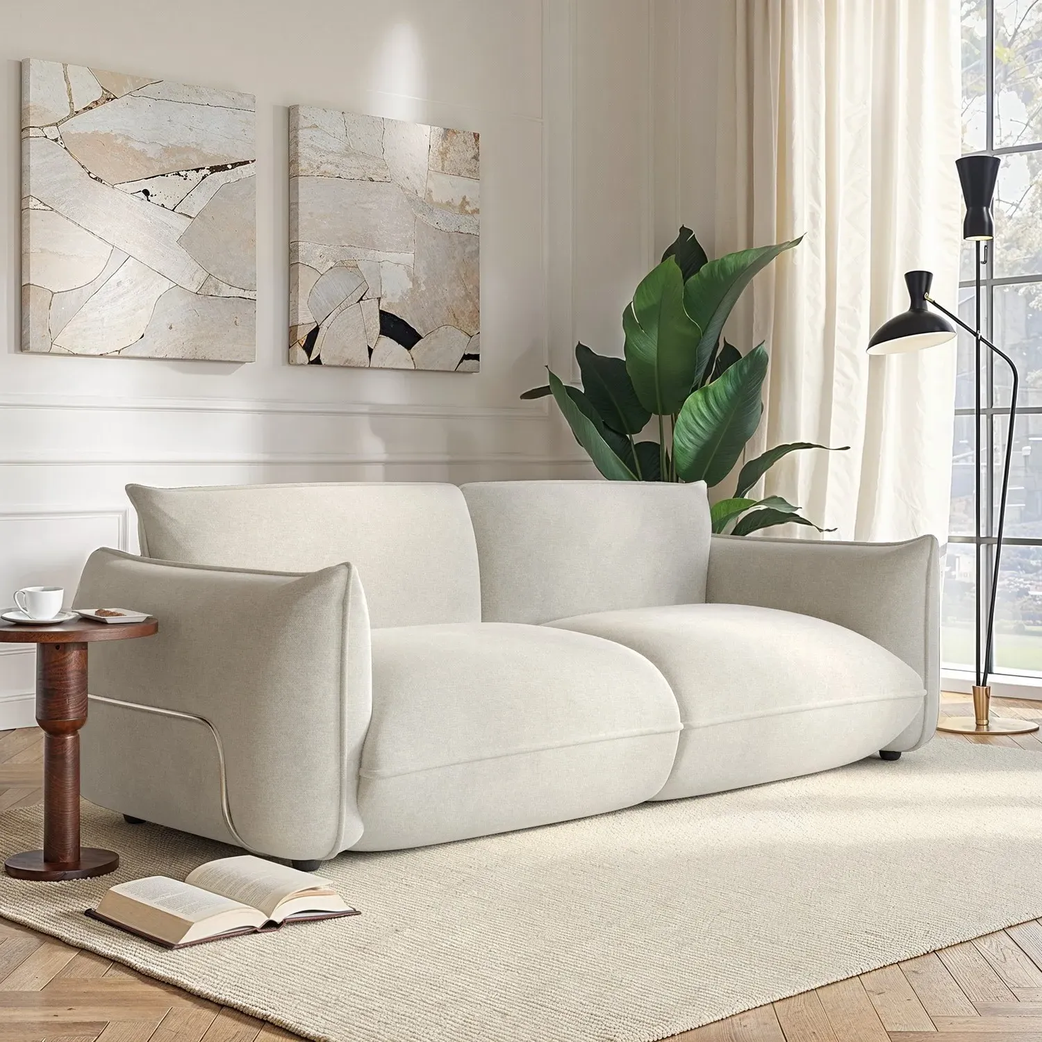 Santo 3-Seater Cloud Sofa - Beige, Chenille product