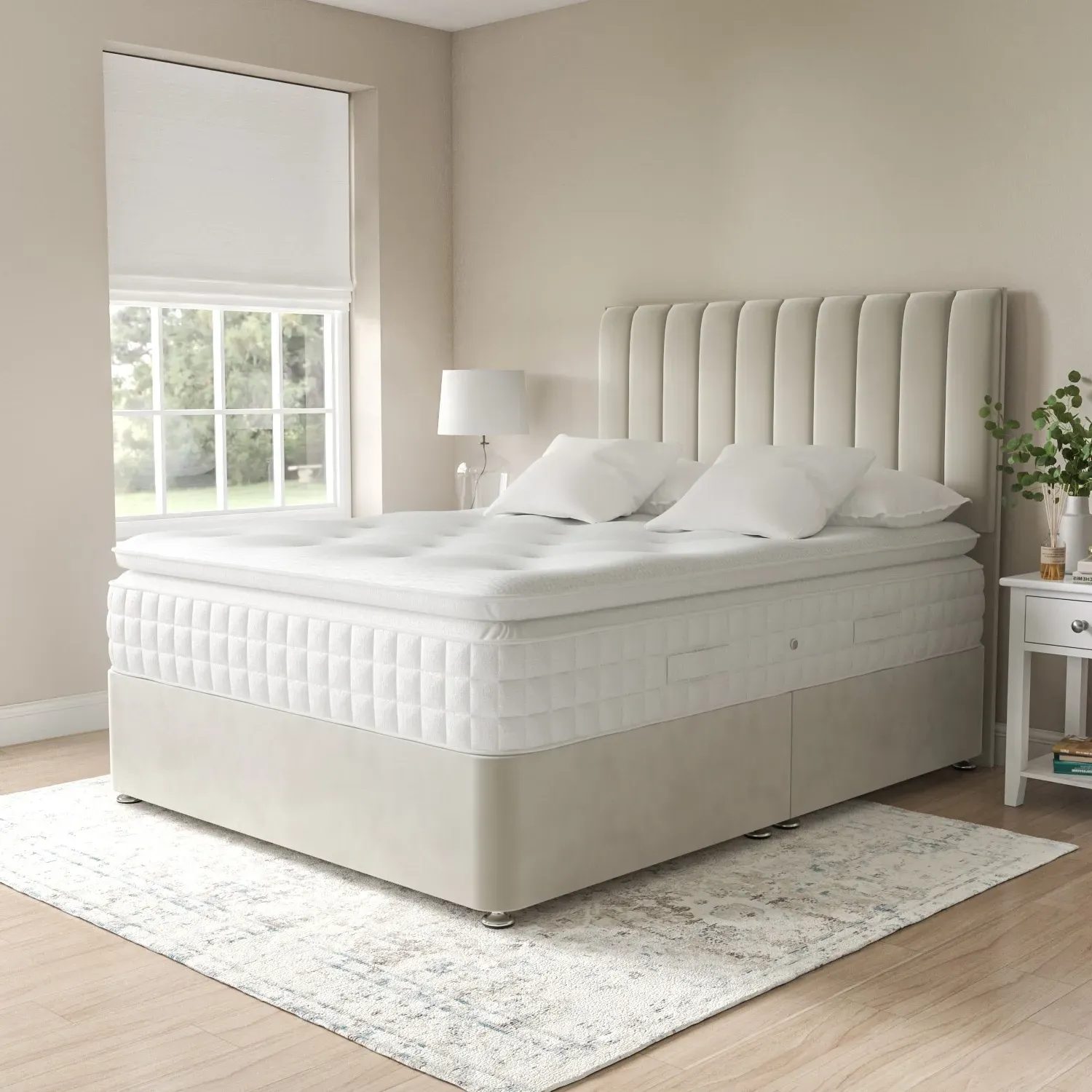 King Size Hybrid 2000 Pocket Sprung Pillow Top Mattress - White alternate view