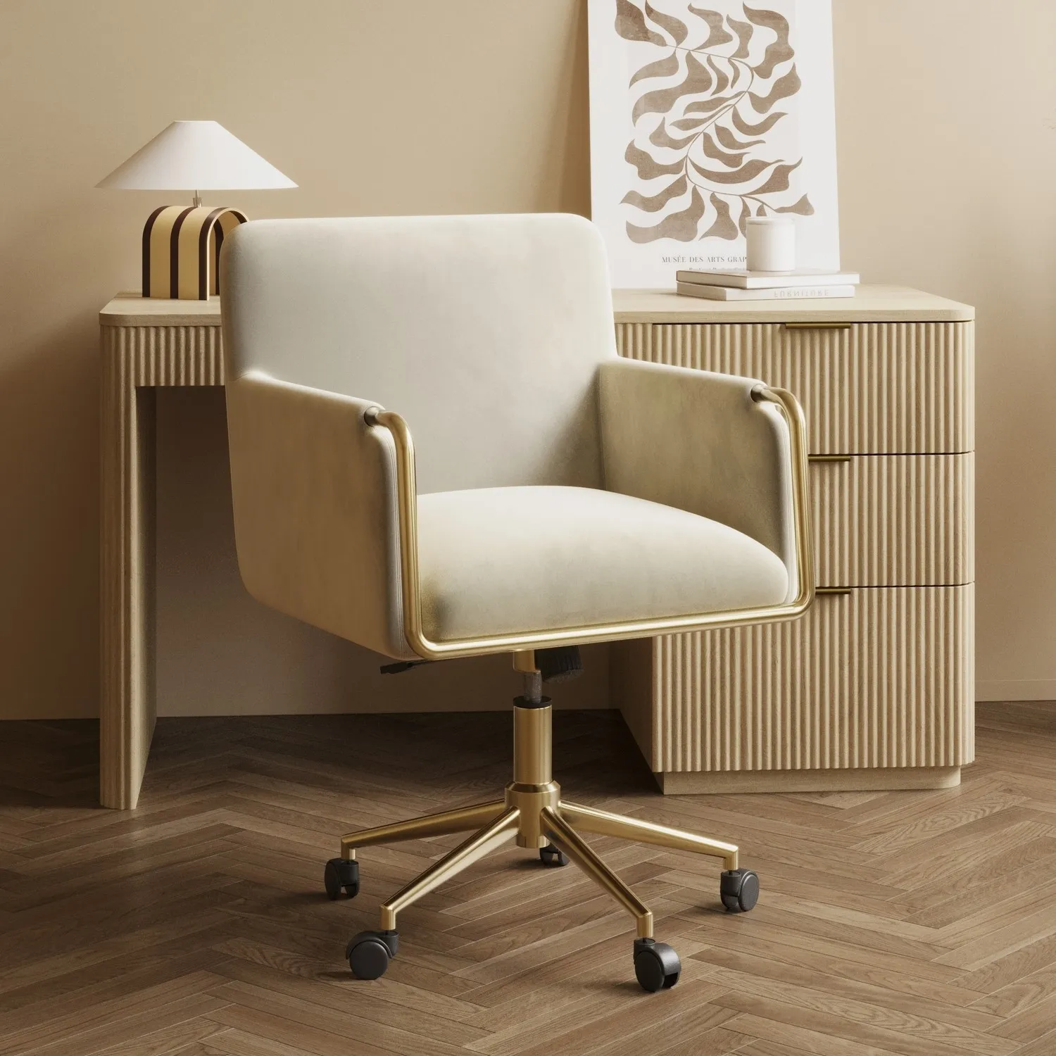 Sonny Swivel Tub Chair Reclining - Cream, Velvet product