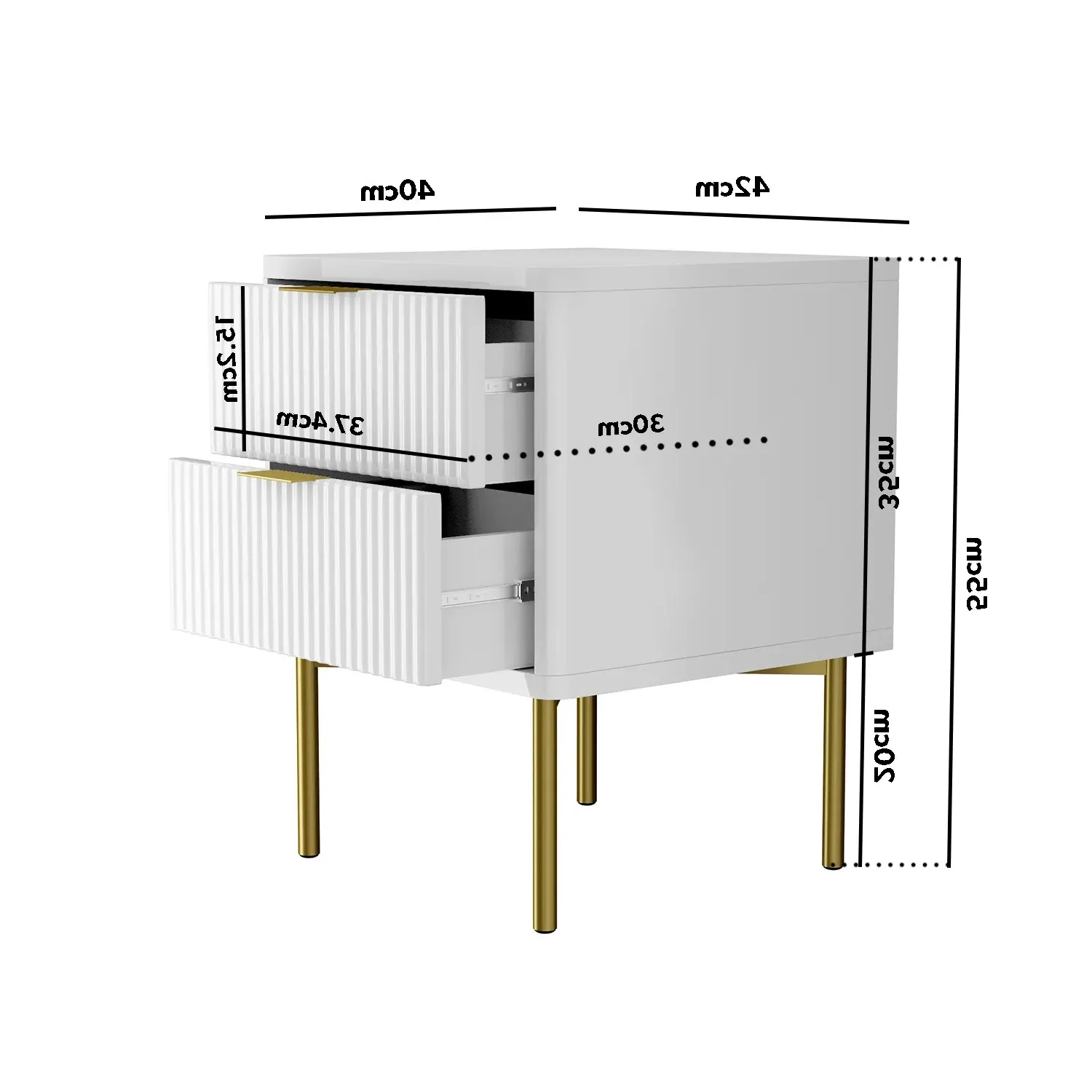 Valencia 2 Drawer Bedside Table - White High Gloss product