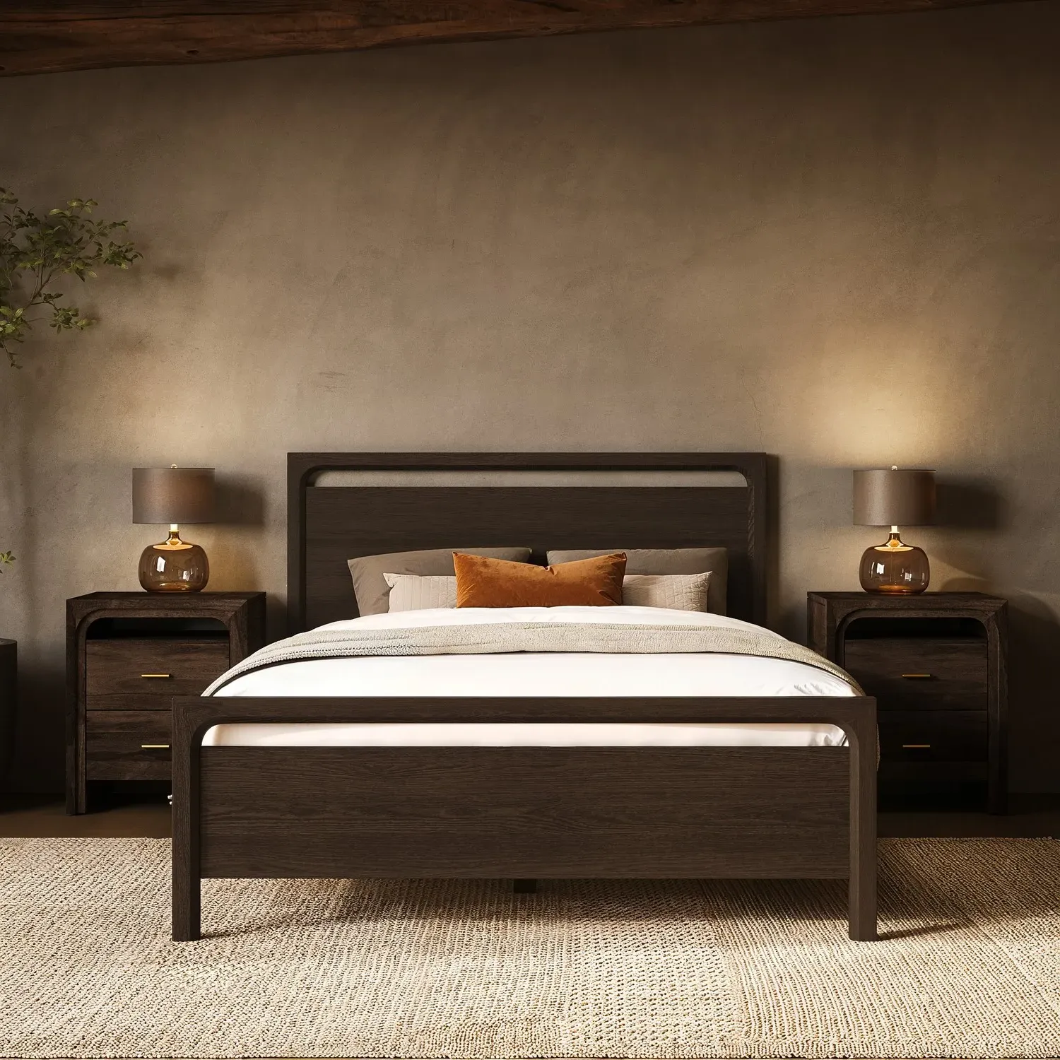 Double Bed Frame - Dark Wood, Solid Oak alternate view