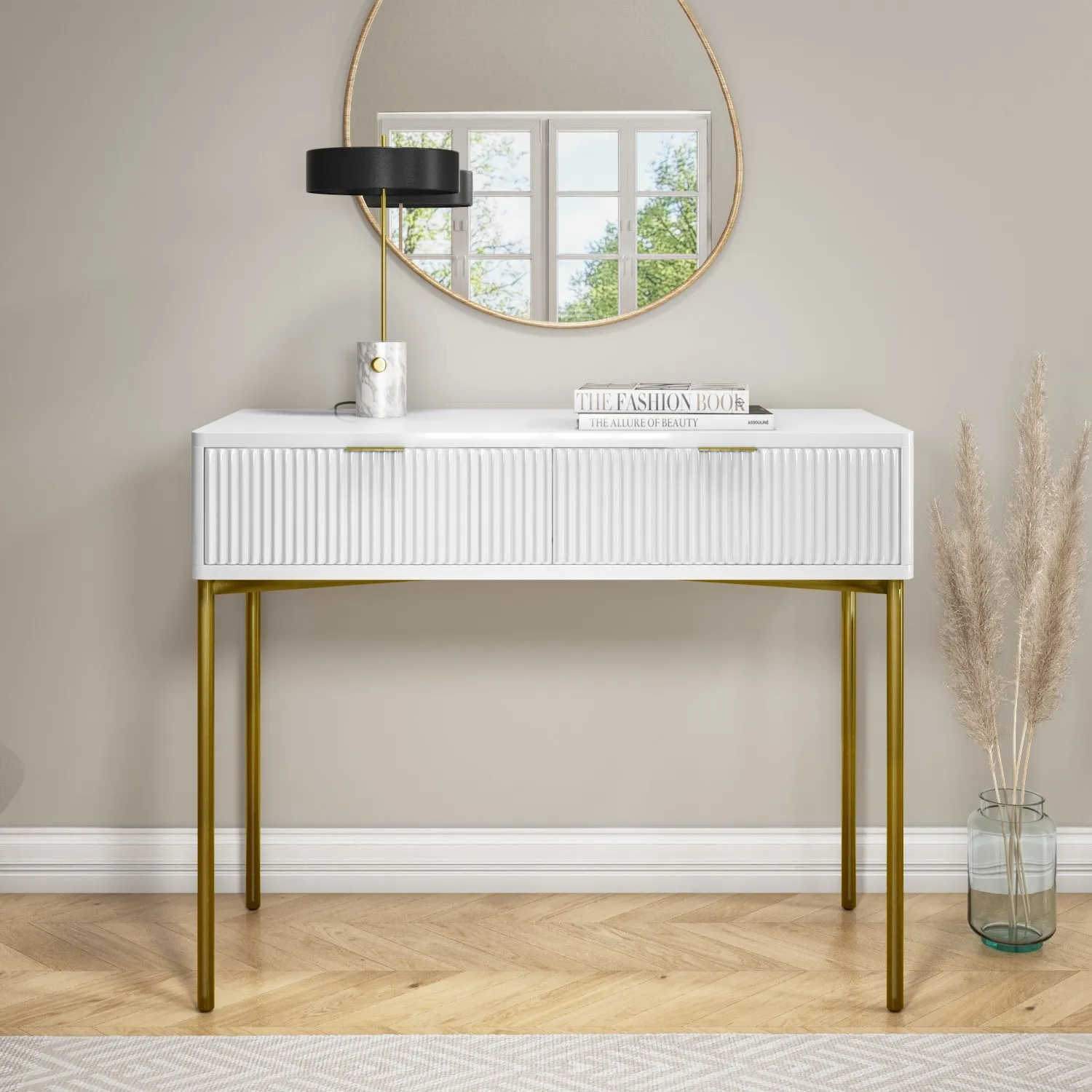 white-gloss-dressing-table-with-2-drawers-valencia image