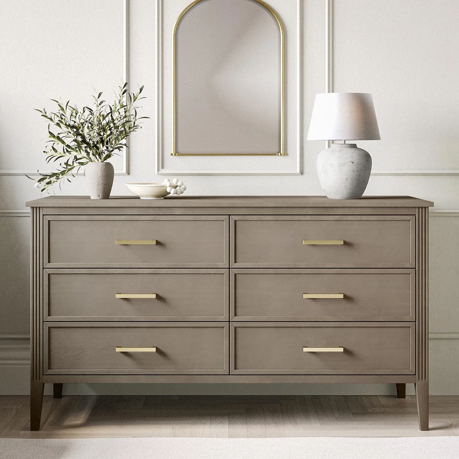 wide-dark-wood-chest-of-6-drawers-delilah image