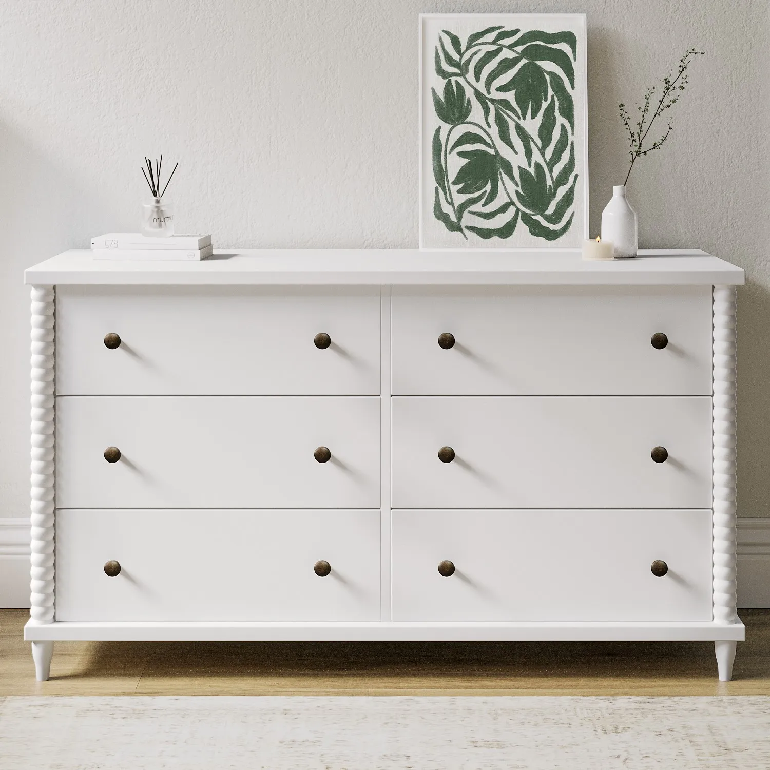 wide-white-bobbin-chest-of-6-drawers-alma image