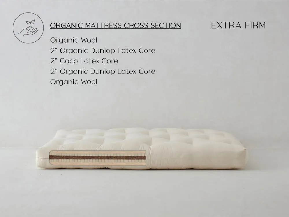 CocoPedic Extra Long Twin Extra Firm Mattress - Organic Wool, Coconut Coir product