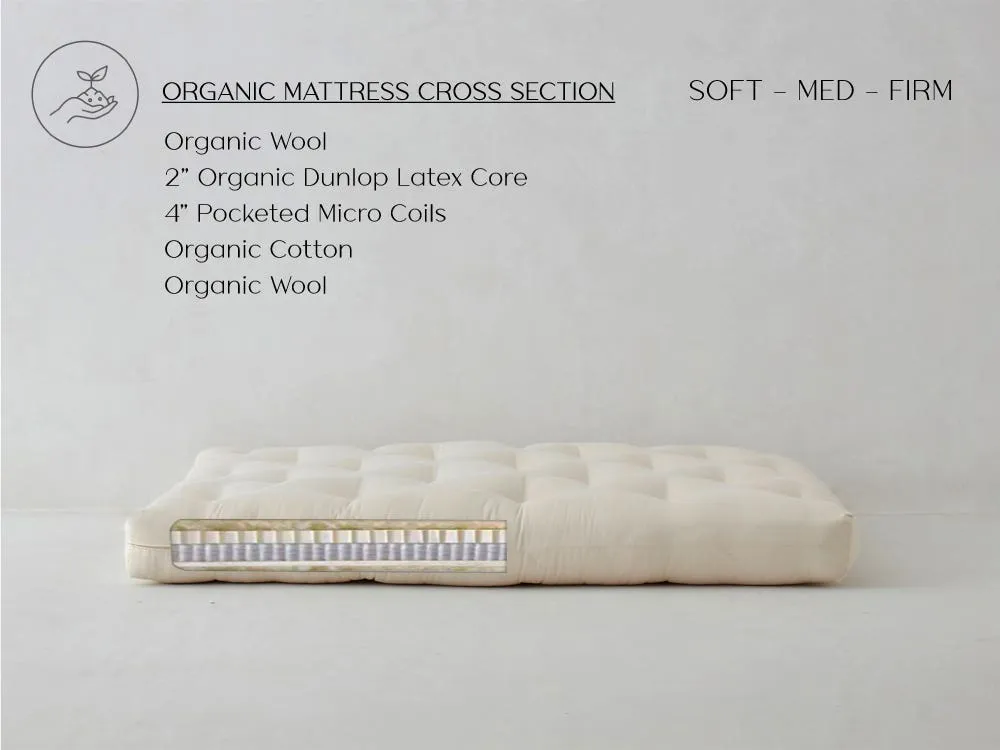 Eco Wool Futon Mattress with Microcoils - Organic Wool, Latex product