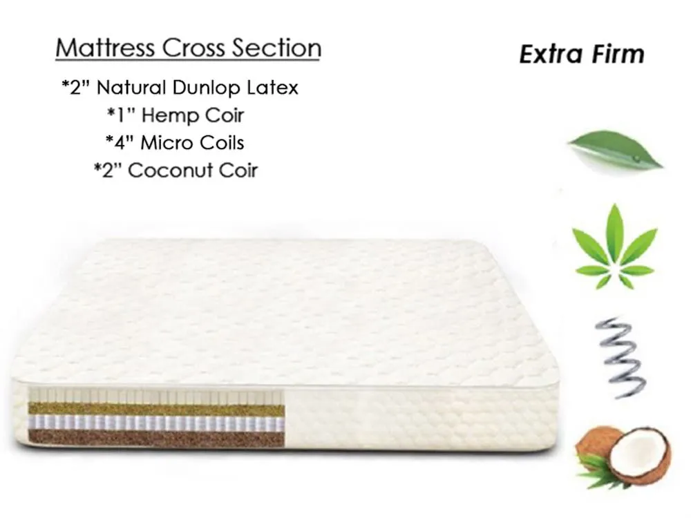 HeartNest Natural Hemp Mattress with Latex - White, Cotton product