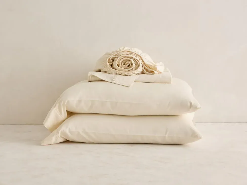 Organic Cotton Sheet & Pillow Set - Natural image