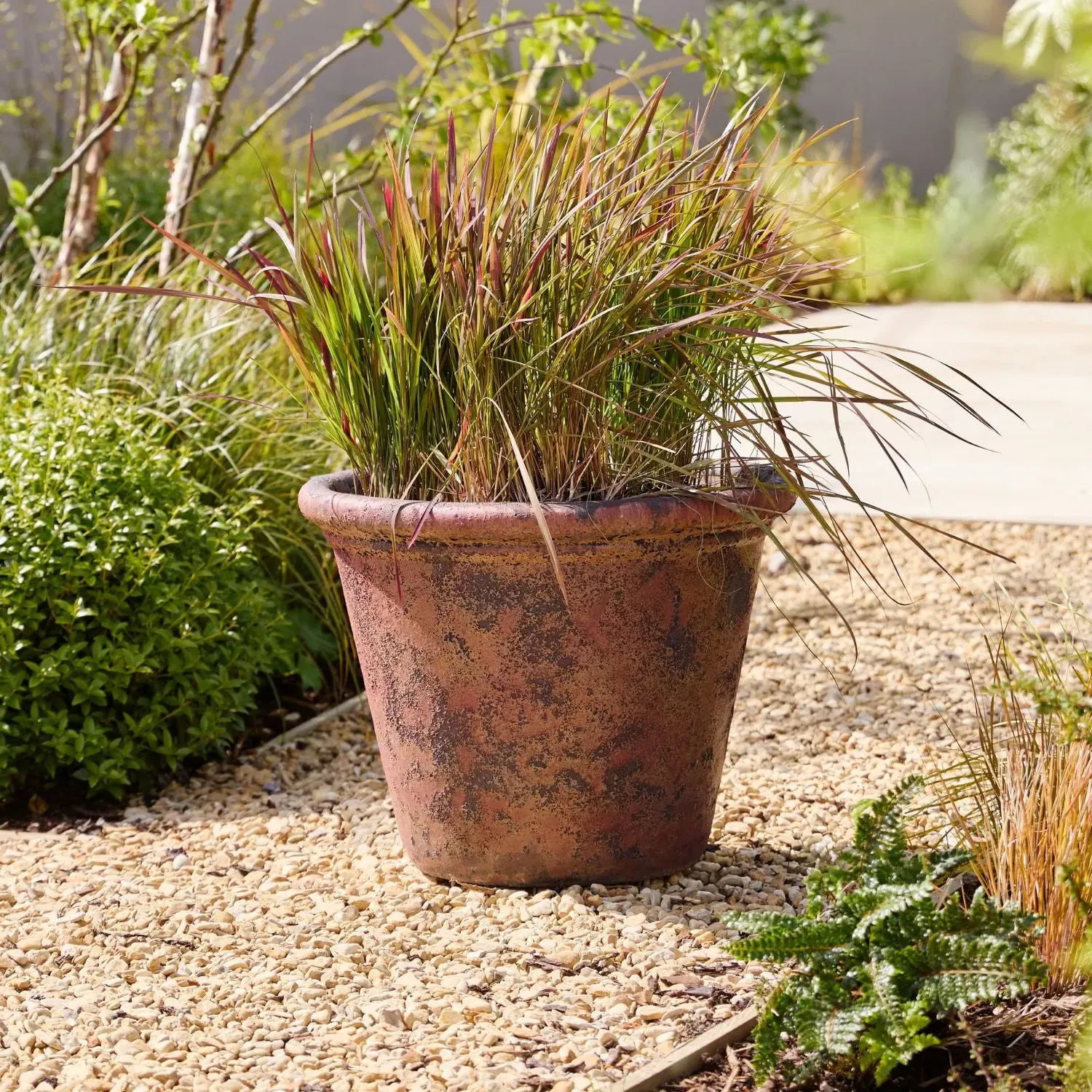 Eris Stone-Effect Glazed Round Plant Pot - Bronze product