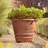 Glazed Plant Pot with Salt Glaze - Brown, Clay