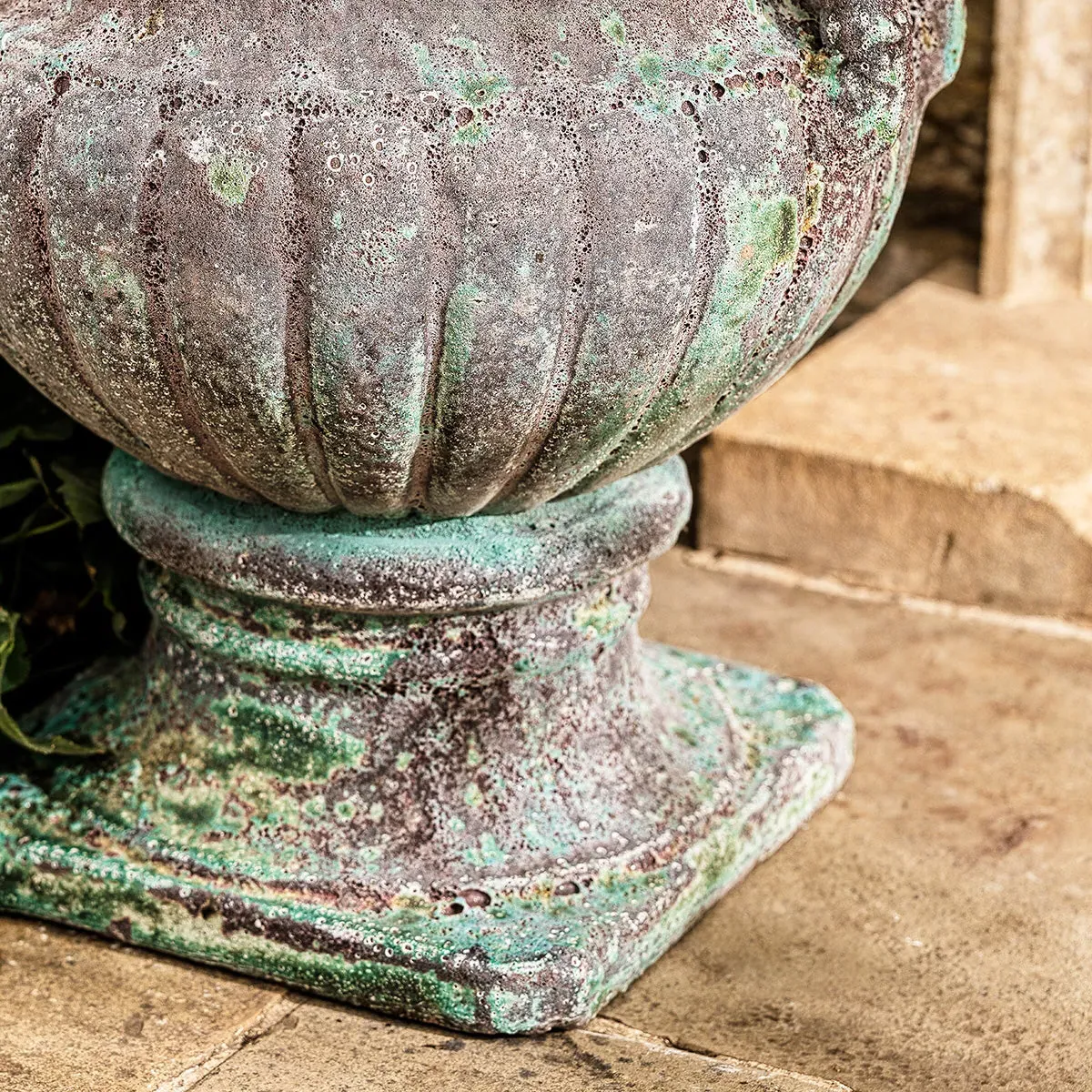 Large Fluted Urn Planter - Turquoise, Clay