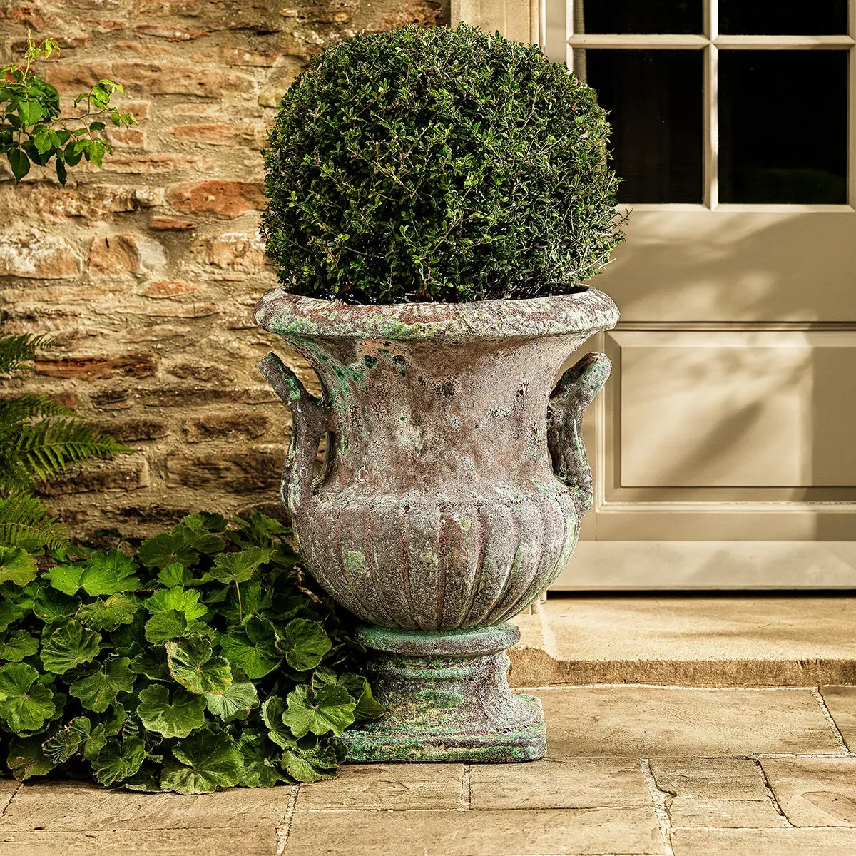 Large Fluted Urn Planter - Turquoise, Clay image