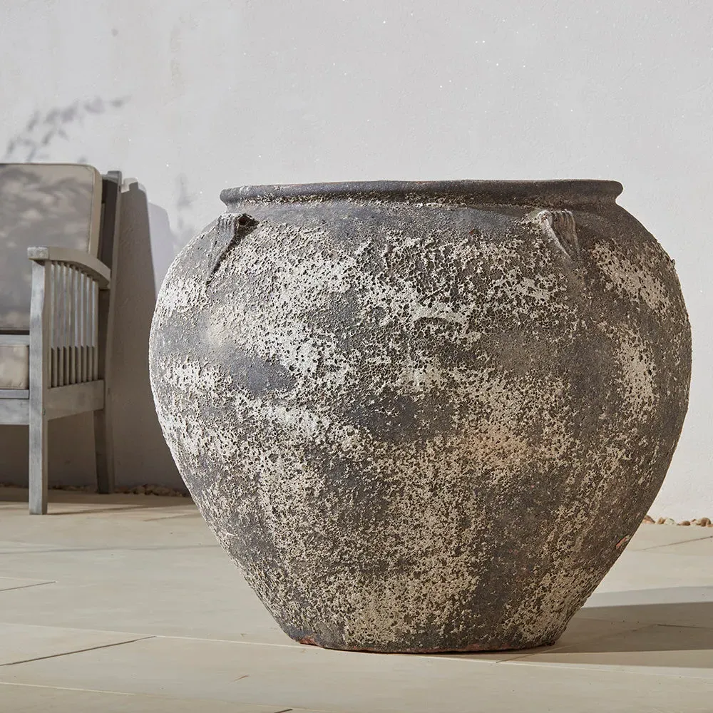 Round Garden Plant Jar - Ancient Stone, Clay
