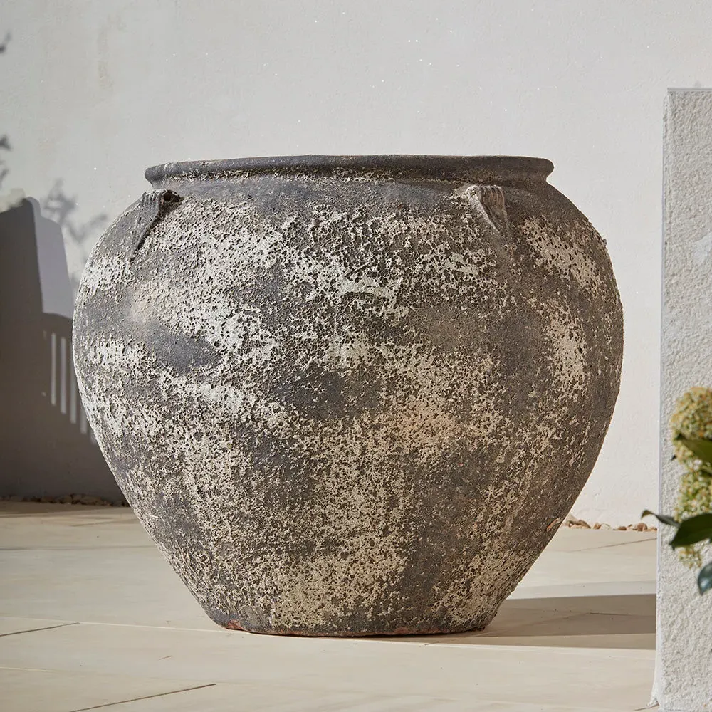 Round Garden Plant Jar - Ancient Stone, Clay image