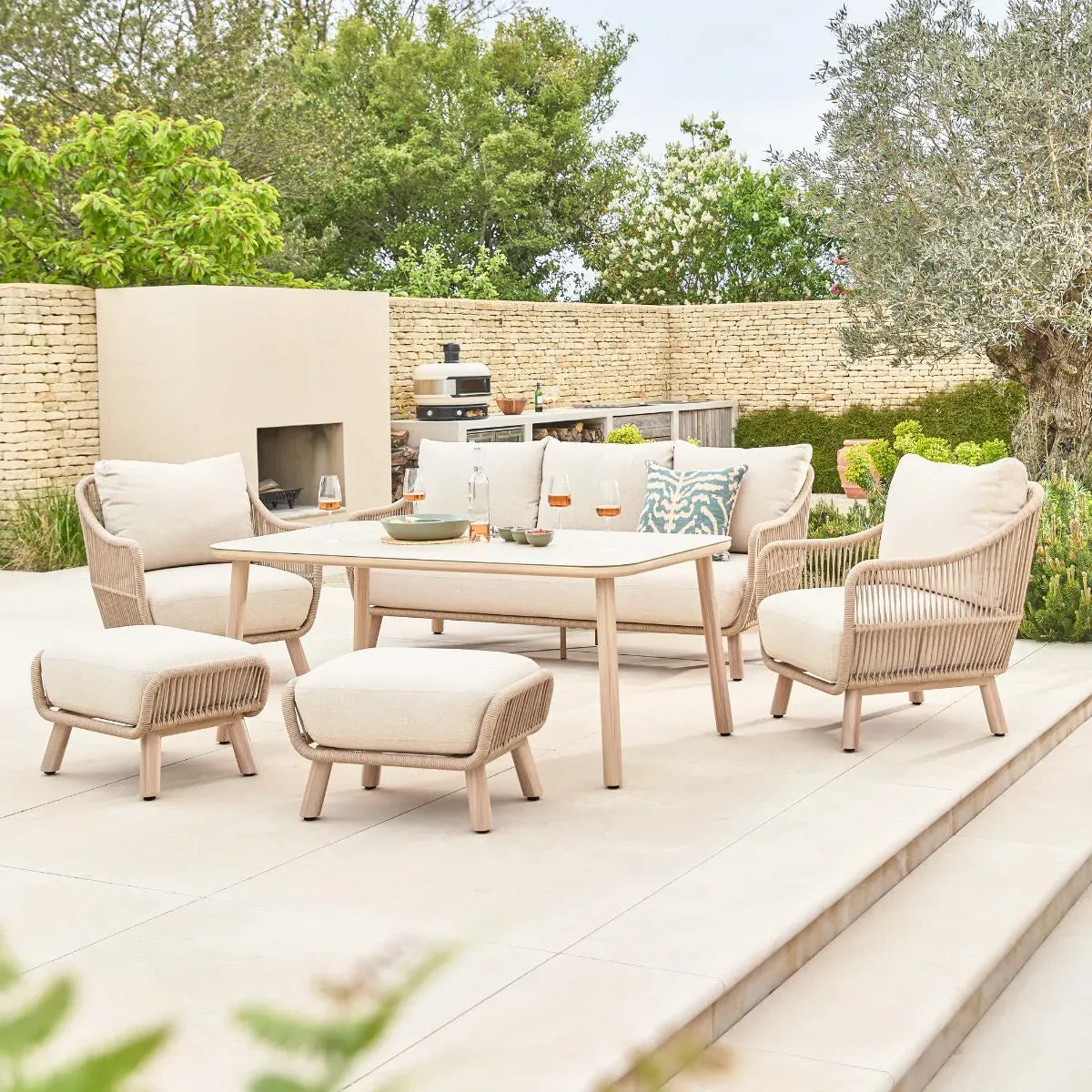 Casual 7-Seat Garden Dining Set - Oatmeal, Olefin Rope product