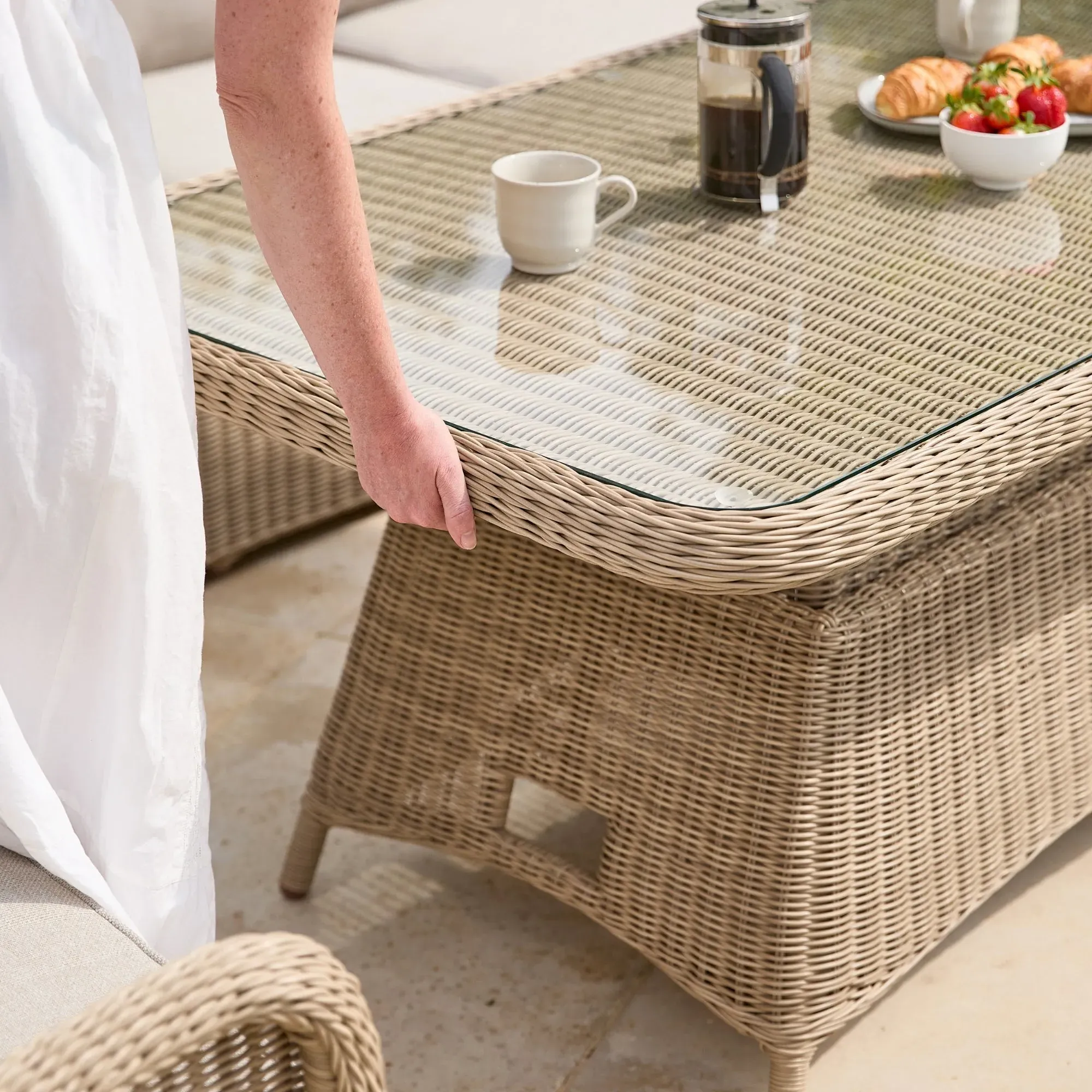 Rattan 7-Seater Garden Dining Set with Adjustable Table - Grey alternate view