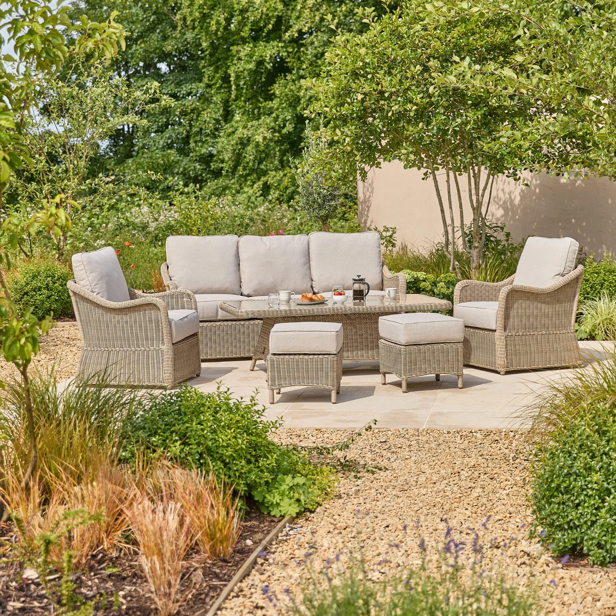 Rattan 7-Seater Garden Dining Set with Adjustable Table - Grey product