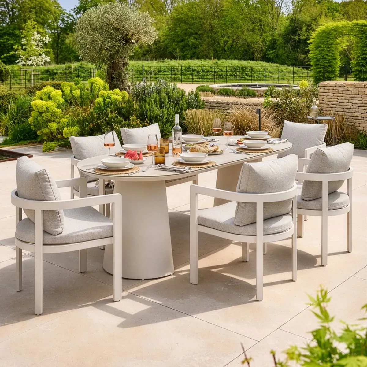 6 Seater Garden Dining Set - Stone, Aluminium product