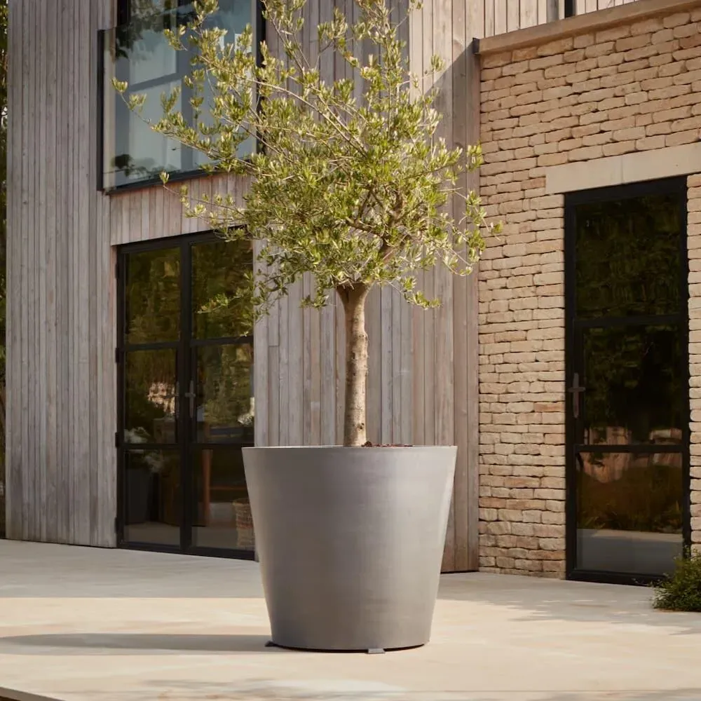 Ecopots Large Round Wheeled Plant Pot - Grey, Recycled Plastic product