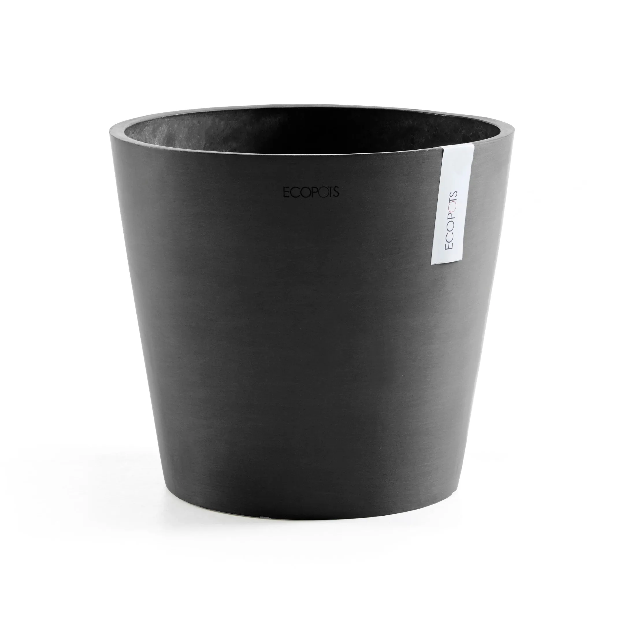 Round Plant Pot with Drainage - Charcoal, Plastic