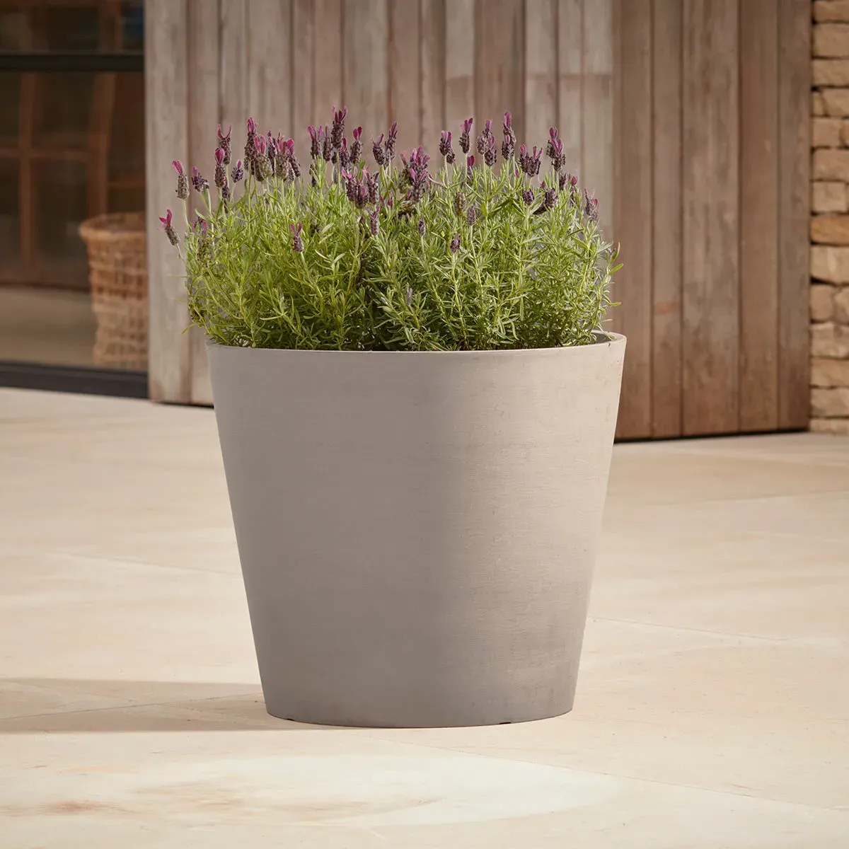 Round Plant Pot with Drainage - Light Grey, Plastic image