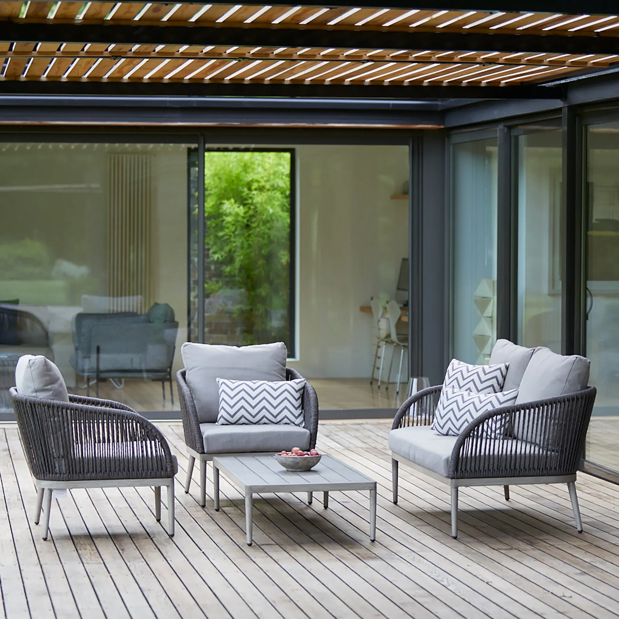 2-Seater Garden Sofa Set with Table - Whitewashed image