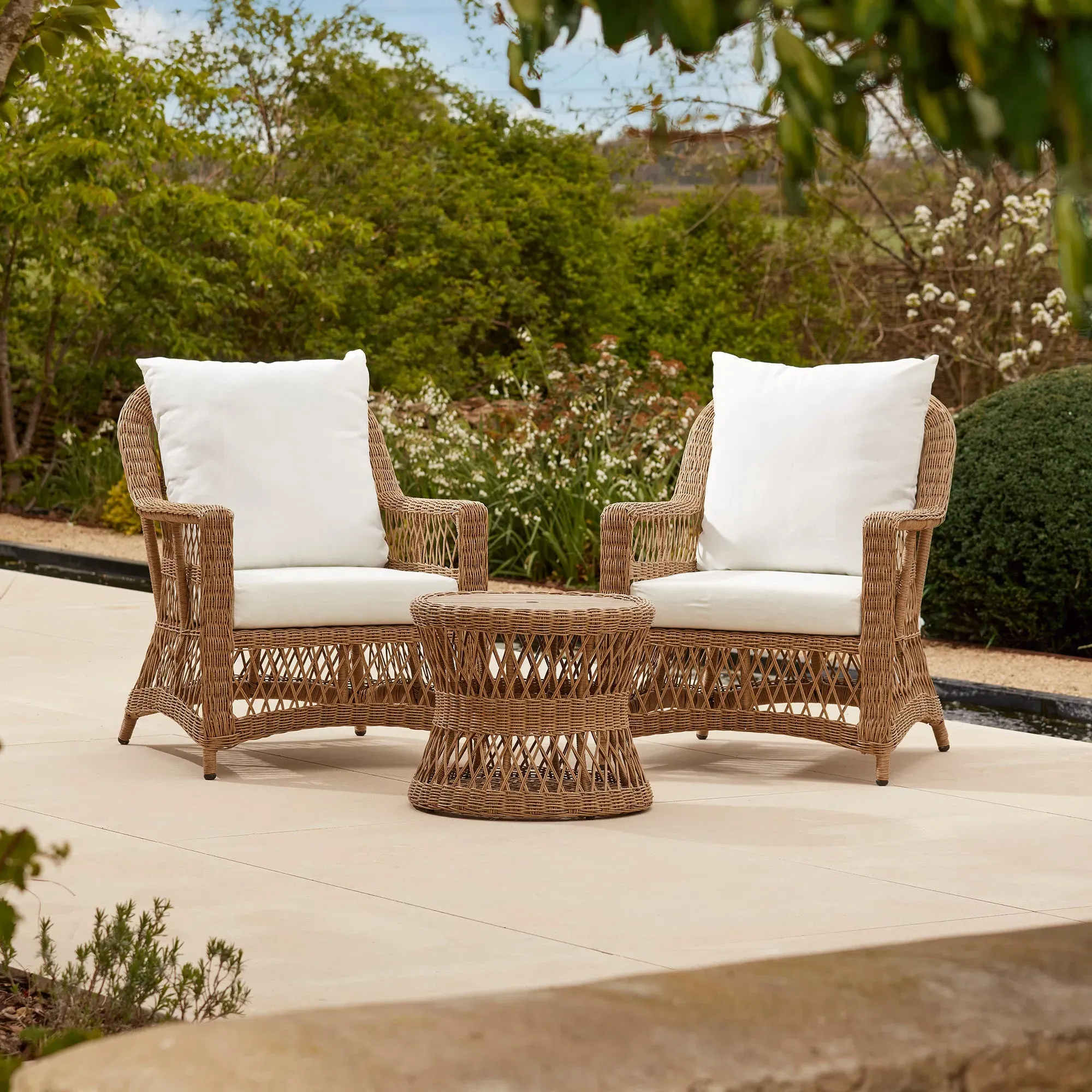 3-Piece Bistro Set with Armchairs - Wicker