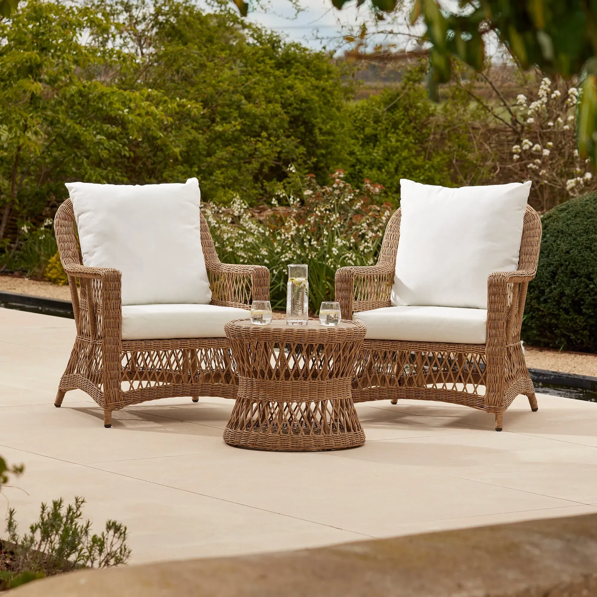 3-Piece Bistro Set with Armchairs - Wicker image