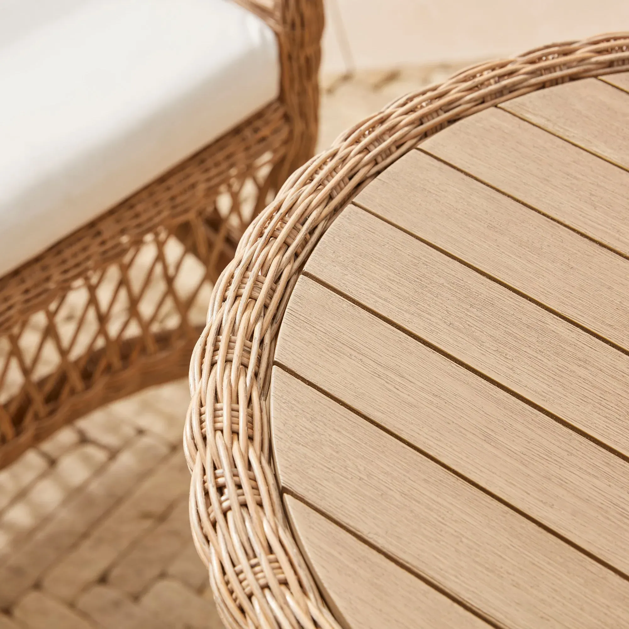 3-Piece Bistro Set with Cushions - PE Rattan