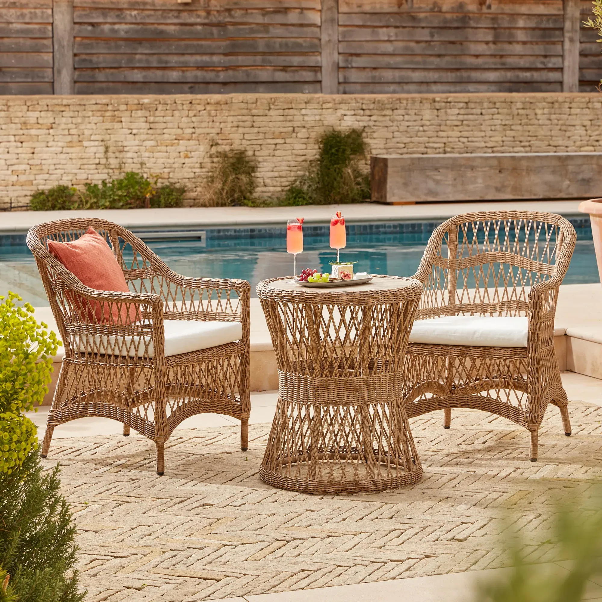 3-Piece Bistro Set with Cushions - PE Rattan image