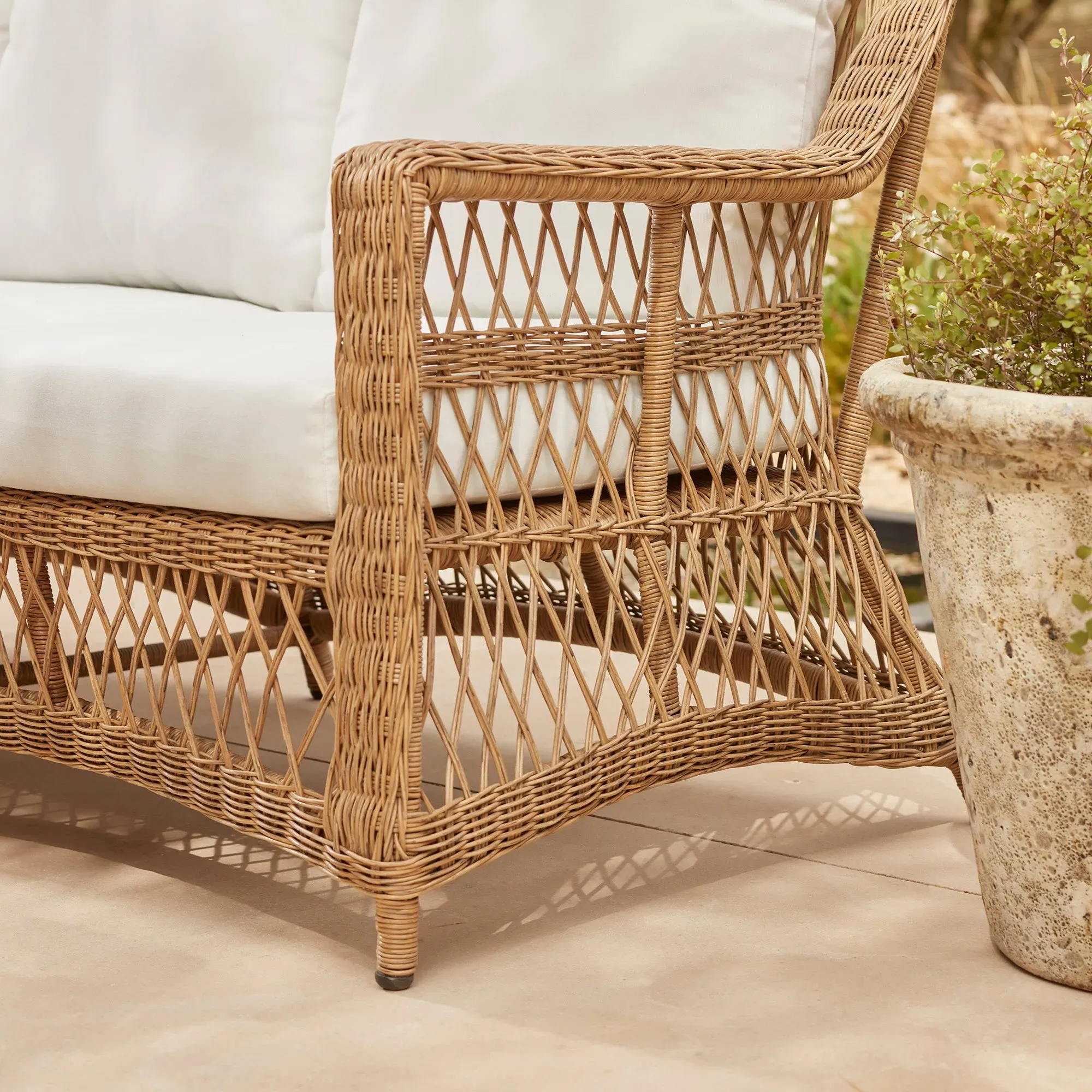 3-Seater Sofa Set with Coffee Table - Wicker