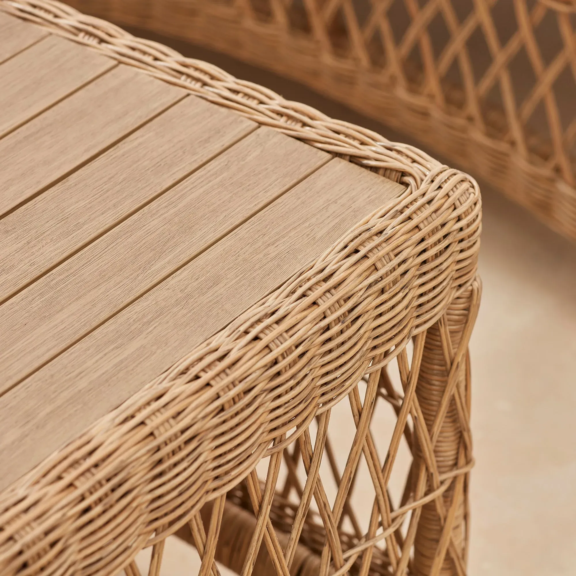 3-Seater Sofa Set with Coffee Table - Wicker